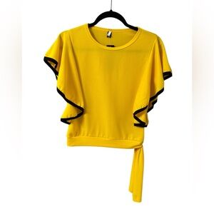 Yellow Ruffle Sleeve Top